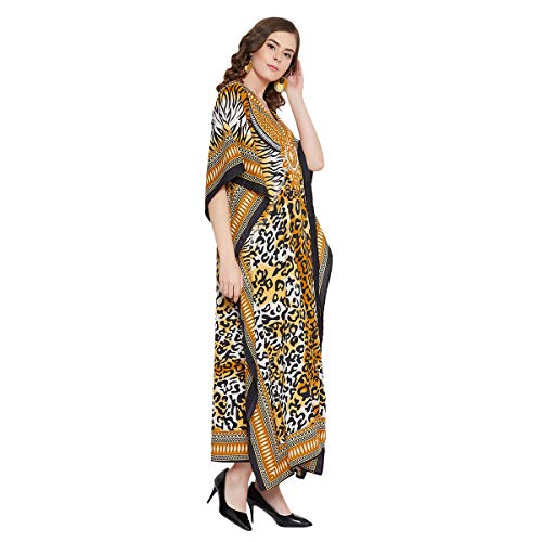 Image of Oussum Women Plus Size Kaftan Kimono Loose Maxi summer dresses for women Beach 3 /4 Sleeve Casual lounge dress Boho