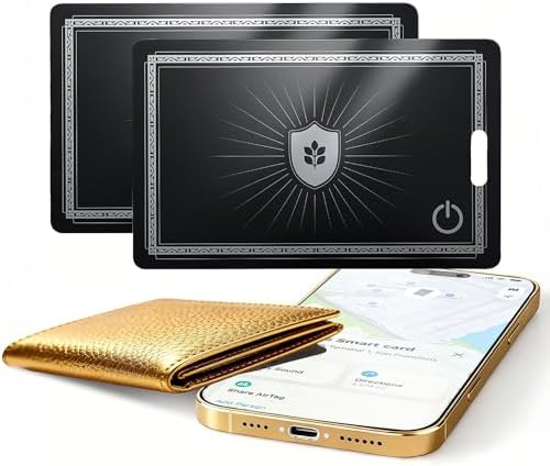 [2026 New] Wallet Tracker Card (iOS Only),Ultra Slim 0.07in,Rechargeable Bluetooth Tracker, IP68 Waterproof,Wireless Charging, Smart Location Finder for Keys, Wallet, Luggage Tags （2- Pack）