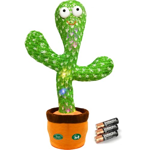 Hunfur Christmas Dancing Talking Cactus Toy Mimics Back, Cactus Baby Toy Singing Mimicking Repeating Recording Cactus Toy, Silly Sunny The Cactus with 3xAA Battery