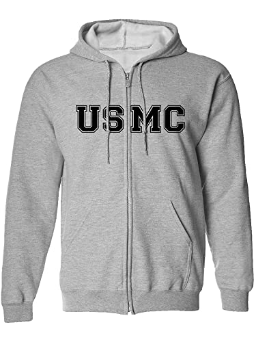 zerogravitee USMC Full-Zip Hooded Sweatshirt in Sport Grey