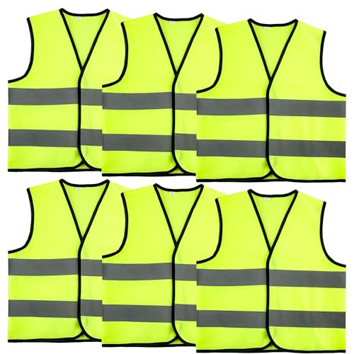 6 Pcs Kid High Vis Vest High Visibility Safety Vest with Reflective Strip Reflective Hi Vis Vest for Outdoor Activities (S, 4-6 years(100-120 cm))