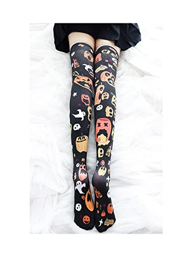 Image of SINROYEE Sexy Cosplay Knee High Stockings Anime Cartoon Printing Thigh High Socks for Women Cute Lolita JK