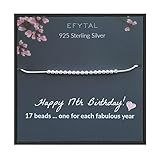 EFYTAL 17th Birthday Gifts for Girls, 925 Sterling Silver Bracelet, 17 Beads for 17 Year Old Girl, Jewelry Gift Idea