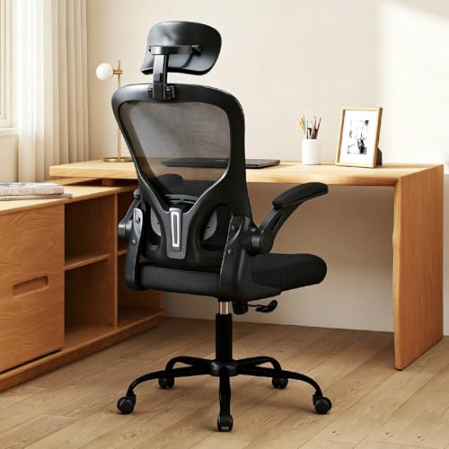 Flysky Ergonomic Office Chair with Adjustable Headrest & Lumbar Support, Computer Desk Chair with Flip-Up Armrests, Comfortable for Home, Office, Conference Room image 7