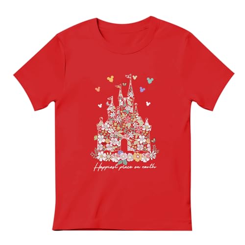 Image of Floral Castle Shirts for Girls Graphic Cute Tshirt Kids Toddler Flower Holiday Shirt Vacation Trip Tee Tops