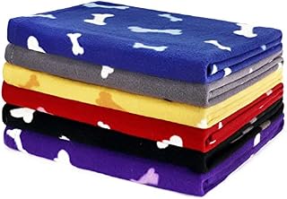 6 Pack Pet Blanket Soft Fleece Dog Cat Blanket, Fluffy Warm Sleep Bed Cover with Dog Bones Print for Kitten Puppy, Pet Kennels, Beds, Car Seats and Crate (medium )