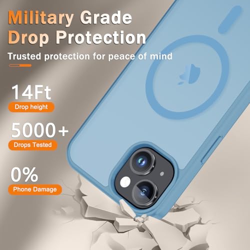 Image of for iPhone 15 Plus Case, iPhone 14 Plus Case, Matte Magnetic Phone Cover with 1 Screen Protector [Support for MagSafe] [Shockproof Military Grade Protection] Translucent Frosted Back, Lavender Purple