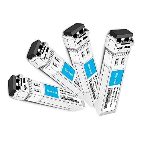 fiber mall SFP 10G SR for HPE ProCurve J9150A HPE Aruba J9150D J9150DCM JL748A 10GBASE-SR SFP+ 850nm 300m MMF DOM Transceiver Modul Pack of 4