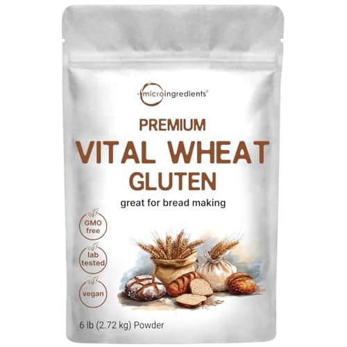 Premium Vital Wheat Gluten, 6lbs Powder | Great for Bread Making & Seitan | 24g High Protein Per Serving | Low Carb Baking Flour | Plant Based | Vegan