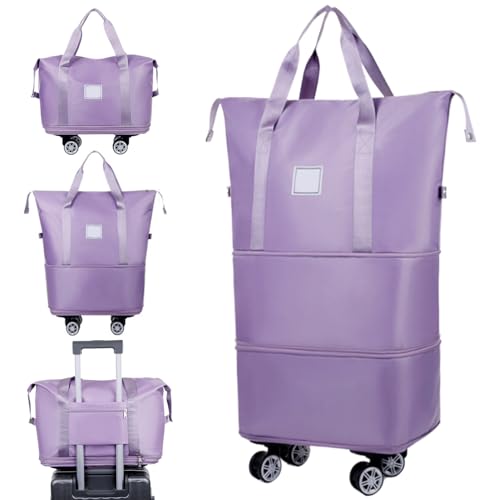 Sac de sport pliable avec roulettes extensible et grand compartiment humide