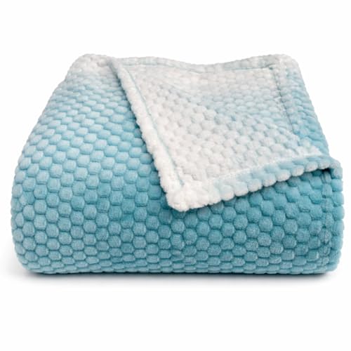 Cortina Jacquard All Season Blanket Single Size Summer AC Blanket Winter Warm Lightweight Reversible Throw Soft Cozy Plush Fuzzy Blanket for Bed Couch Sofa (Aqua, 150x200 cm) Color May Vary