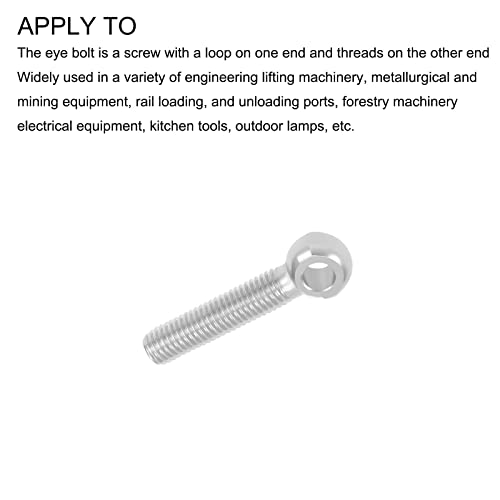 Image of METALLIXITY Shoulder Swing Lifting Bolt (M10x50mm) 5Pcs, 304 Stainless Steel Eye Bolts - for Home Renovation, Pipeline Gate Valves Fasteners, Silver