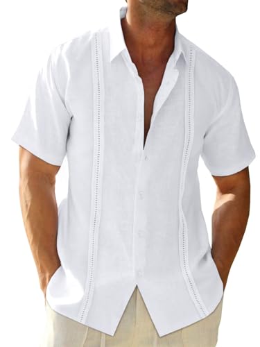 Runcati Mens Linen Cuban Guayabera Shirt