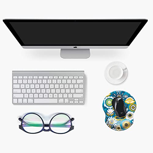 Knocent Ergonomic Designed Mouse Pad With Wrist Rest Hand Support Non Slip Rubber Round Wrist Mouse Pads Great For Gaming & Work (Wrist Blue Mandala) #TOP6