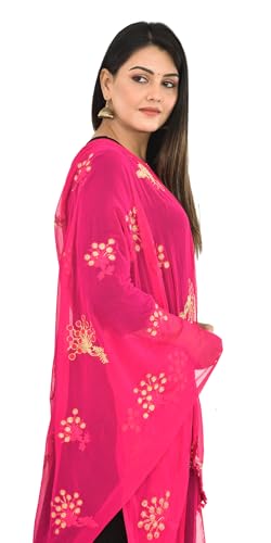 Image of YOUTHQUAKE Heavy Embroidered Work Chiffon Dupatta for Womens & Girls With Fancy Lace
