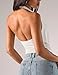 MISSACTIVER Women’s Sexy Halter Top Backless Wrap Twist Crop Tops Y2K Plunge Deep V-Neck Bandage Crop Tank Top Corset Cami White