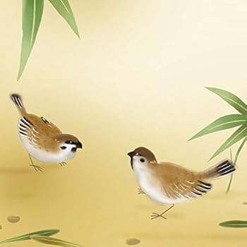 Amazon.co.jp: 額絵 日本画[花鳥画] 【竹に雀】 [F4] [田村竹世] [G4