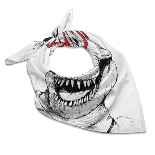 Dinosaur with Red Glasses Silk Like Head Scarf for Women Bandana for Hair Wrapping Fashion Accessory Square Hair Scarves 18