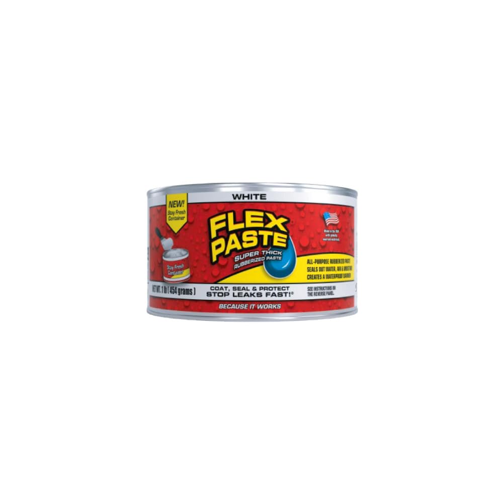 Flex Paste, Waterproof Paintable Putty, Spackle Sealant, Fill Gaps Cracks Holes - Block Out Water and Air - UV Resistant - Walls, Drywall, EPDM, Concrete, Roof, RV Repairs, White, Half-Quart