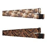 Paquete de 2 correas de equipaje, color marrón, patrón de estrellas retro, resistentes, ajustables, accesorios de viaje para seguridad y comodidad