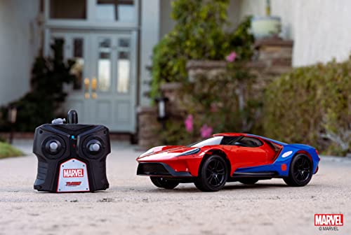 Jada - Spiderman Radio-Commandée Ford GT - 1/16 - Fonctions Complètes de Pilotage et Turbo - sous Licence Officielle - A Partir de 6 Ans