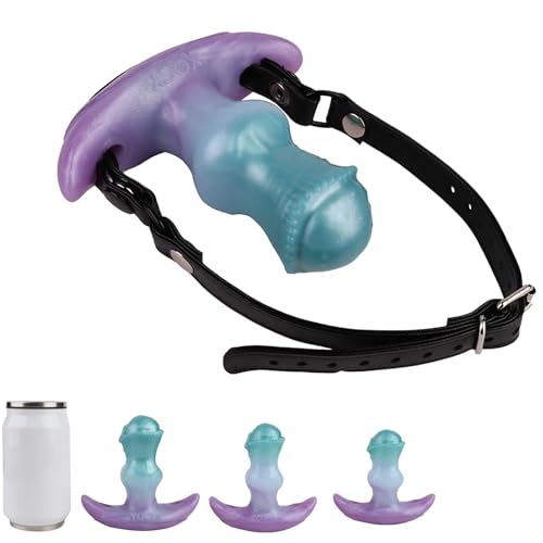 RTNPKLA Godemichet animal en silicone, bâillon buccal, pénis de cheval, plug anal, gode ceinture, boule buccale avec sangle en cuir réglable, masturbateur for hommes et femmes(L)