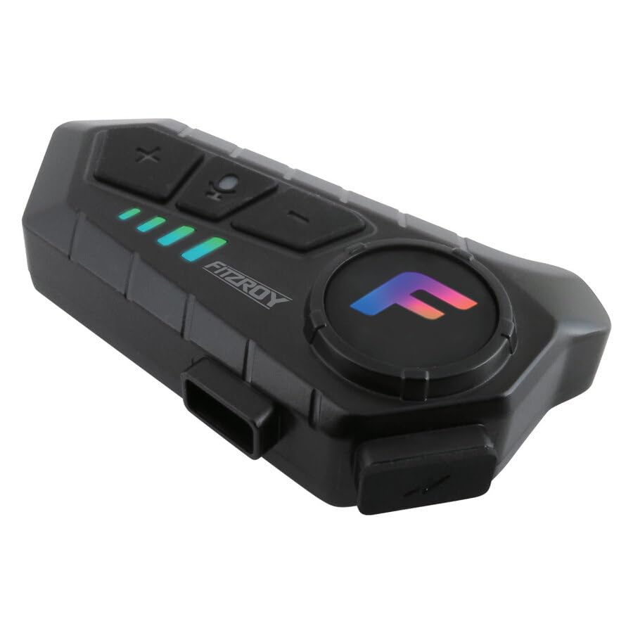 FITZROY Interfono Casco Moto Bluetooth 5.3 - Ideale per Interfono Moto Coppia Fino a 300m - Cancellazione Rumore CVC DSP e Impermeabile IPX6 - Batteria 1000mAh Universale per iOS e Android