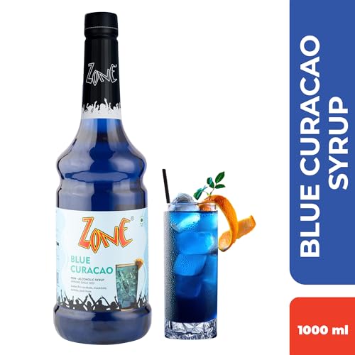 Image of Zone Blue Curacao Flavoured syrup 1000ml - Tropical Blue Citrus syrup for Mocktails, Cocktails, Coolers, Sodas, Lemonades & Summer Drinks | 1 Litre - More Servings, Perfect For Cafe Restaurants & Professional Use
