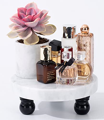 FasolaHome Decorative Marble Riser For Display, Cute Home, Bathroom, Kitchen Decor, Beautiful Marble Pedestal Stand Uniquely Displays Your Decorations, The Perfect Marble Tray to Add Some Beauty to Your House (Small-5.9inch)