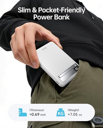 Image of iWALK Magnetic Wireless Power Bank 10000mAh, Slim Portable Charger with 20W PD Cable Fast Charging, Metal Kickstand, LED Display, MagSafe Compatible Battery Pack for iPhone 17 /16 /15 /14 /13 /12 Series