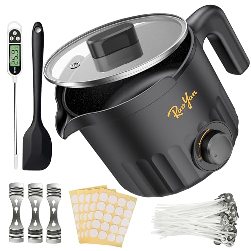 RAOYAN 1.5L Electric Wax Melter with Pouring Spout Nonstick Large Capacity Wax Melting Pot for Candle Making DIY Candle Making Supplies Kit for Beginners and Adults - Black