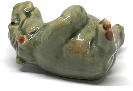 Ceramic Hippo Figurine Lie on Back Hand Painted Porcelain Terrarium Garden Decor Collectibles