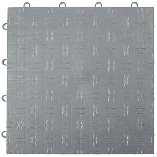 VEVOR Garage Floor, Durable Interlocking Floor Tiles, 25 Pack, Non-Slip Diamond Plate Garage Tiles, Support up to 55,000 lbs for Car Garage, Basements, Gyms, Repair Shops (12 x 12 inch, Silver)