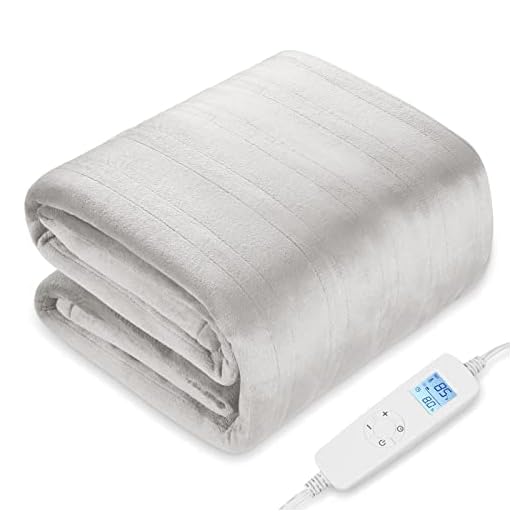 Electric Heated Blanket Throw Queen Size 84" x 90" | 6 Heating Levels & 8h Auto Timer | Full Body Fast Heating and Ultra Soft Flannel, Machine Washable Bed Sofa Home Office Use, Light Grey