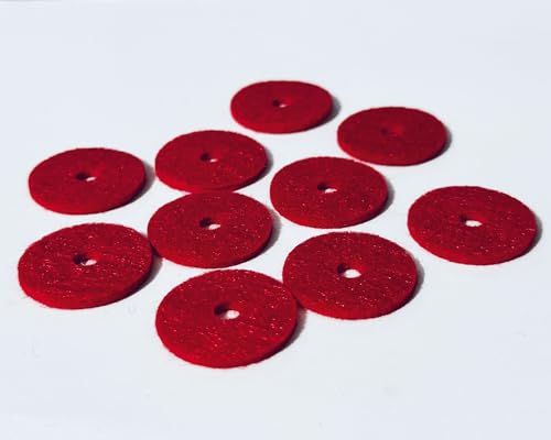 Universal Sewing Machine Spool Pin Thread Felt Pads. Pack of 10 Durable Red Pieces- Will Fit Kenmore, Also Fits Singer Treadle Models, Such as Featherweight. 1