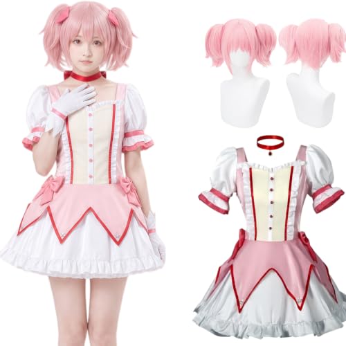 Enchakats Adult Puella Magi Madoka Magica Cosplay Deluxe Kaname Madoka Cosplay Deluxe Kaname Madoka Costume for Women Men Outfits - M