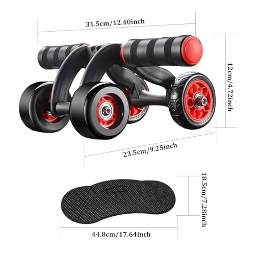 Roue abdominale robuste AB Roller ABS Trainer avec rebond automatique et tapis à genoux - 7