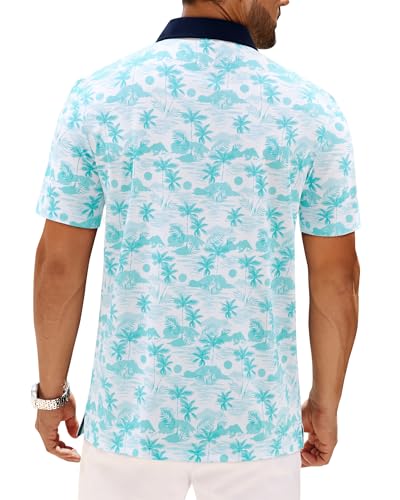 Mens Polo Shirts Stretch Dry Fit Printed Golf Shirt Summer Party Beach Tops - image 3