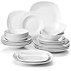 ALACASA, Series Elisa, 24-Piece Ivory White China Porcelain Drinkware