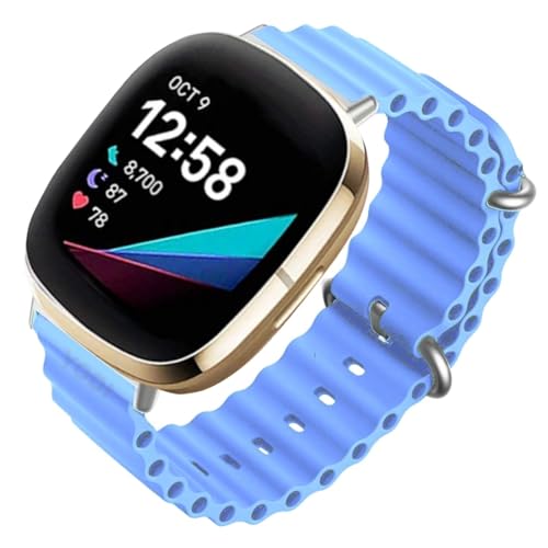 Image of YODI Watch Band Compatible with Fitbit Versa 4 / Fit bit Versa 3 / Fitbit Sense /Sense 2 Band, Soft Replacement Silicone Wristband for Women Flexible Waterproof Sport Watch Strap for Men Large