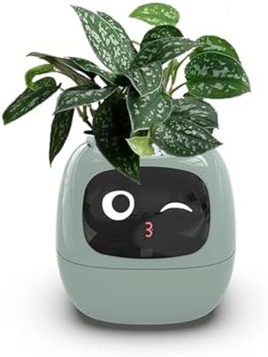 Itigoitie Smart Flowerpots,Smart Pet Planter,Ai Planter,Intelligent Flowerpots,Multiple Expressions,7 Smart Sensors, and Ai Chips Make Raising Plants Easy and Fun for Living Room,Plant-Free(Green)