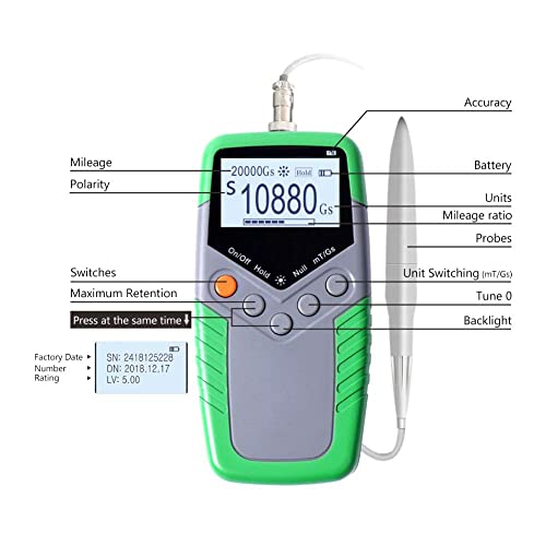 Medidor Gauss Electromagnético con imán permanente ±5% Precisión miniatura 4