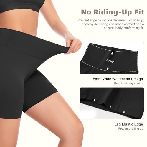 FULLSOFT 3 Pack Workout Gym Shorts for Women - 5" High Waist Tummy Control Scrunch Butt Lifting Seamless Biker Shorts3