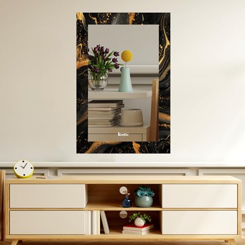 Image of KERLIX Rectangle Decorative Art Unique Fancy Digital Frameless CNC polishing Wall Mirror /Makeup Mirror /Bathroom Mirrors Size (12x18 inch). (4, 12 x 18)
