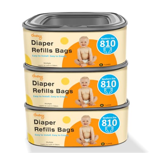 Jumbo Square Refill Compatible with Diaper Genie Classic/Compact/Select Pails Odor Control & Durable Holds Up to 810 Newborn Diapers Unscented Disposal Bag Refills with Continuous Film3 pack