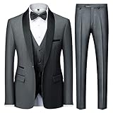 Men's 3 Piece Suit Slim Fit One Button Solid Tuxedo Jacket Suits for Men Slim Fit for Wedding Prom B