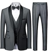 Men's 3 Piece Tuxedo Suit for Men One Button Jacket Suits Slim Fit for Wedding Prom Blazer Vest P...