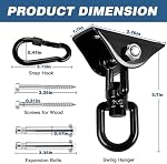 2 Pack Hammock Hanging Kit,Hanging Chair 360°Rotating 1200 lb Capacity Hammock Hooks Heavy Duty,Ideal for Hammock, Swing Chair, Yoga, Sandbag, and More