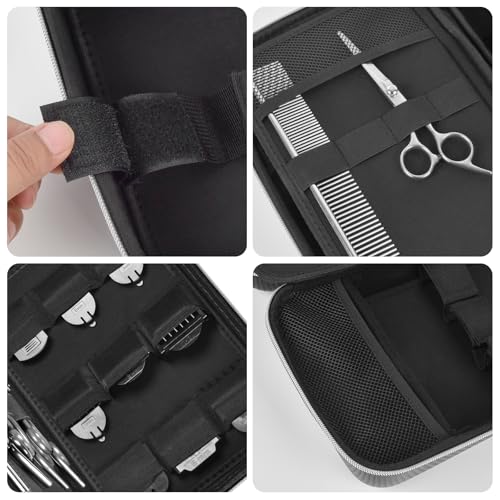 Boobowl Barber Accessories Bag for Clippers and Supplies, Mens Hair Trimmers Box, Portable Storage Organizer for Hair Cutting, Guard Grooming Kit and Barbers Supplies (Bag Only) (Black+Silver Zipper) - Thumbnail 3