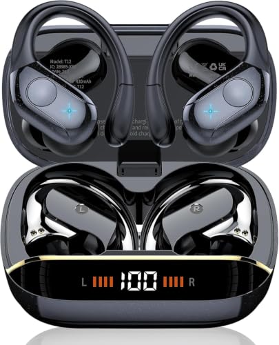 Image of Qecnato 75H Sports Wireless Earbuds Bluetooth 5.4 Headphones Stereo, Black